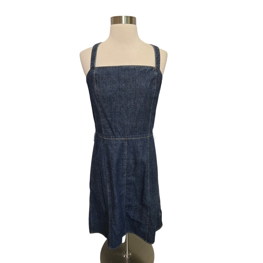 Calvin Klein Womens Denim Dress Size Medium Cross Back Straps